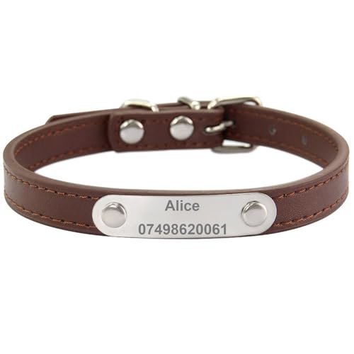 Suiecuor Personalisiertes Hundehalsband aus Leder Hundehalsband mit personalisierter Hundemarke aus Edelstahl Kleine Mittlere Große Hundehalsbänder Suiecuor Personalisiertes Hundehalsband aus Leder Hundehalsband mit personalisierter Hundemarke aus Edelstahl Kleine Mittlere Große Hundehalsbänder von Suiecuor