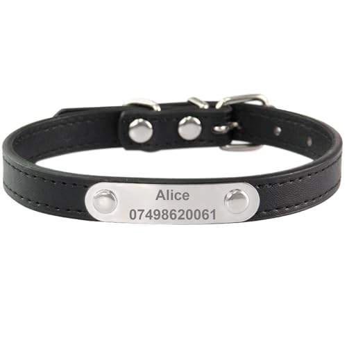 Suiecuor Personalisiertes Hundehalsband aus Leder Hundehalsband mit personalisierter Hundemarke aus Edelstahl Kleine Mittlere Große Hundehalsbänder Suiecuor Personalisiertes Hundehalsband aus Leder Hundehalsband mit personalisierter Hundemarke aus Edelstahl Kleine Mittlere Große Hundehalsbänder von Suiecuor