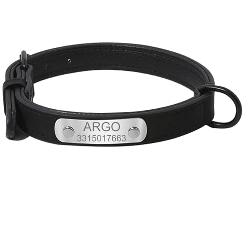 Suiecuor Personalisiertes Hundehalsband aus Leder Hundehalsband mit personalisierter Plakette aus Edelstahl Hundehalsbänder Kleine Mittlere Große Suiecuor Personalisiertes Hundehalsband aus Leder Hundehalsband mit personalisierter Plakette aus Edelstahl Hundehalsbänder Kleine Mittlere Große von Suiecuor