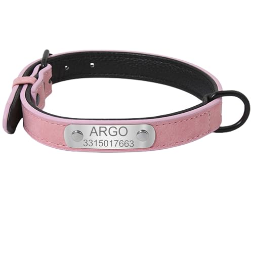 Suiecuor Personalisiertes Hundehalsband aus Leder Hundehalsband mit personalisierter Plakette aus Edelstahl Hundehalsbänder Kleine Mittlere Große von Suiecuor