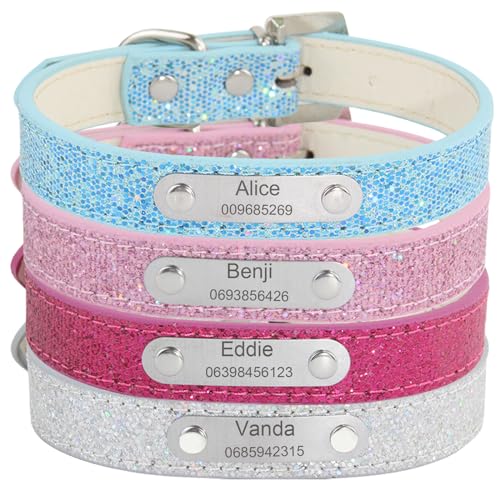 Suiecuor Personalisiertes Hundehalsband für Hunde mit personalisierter Plakette aus Edelstahl Hundehalsband Leder klein mittel groß (Stil 02) von Suiecuor
