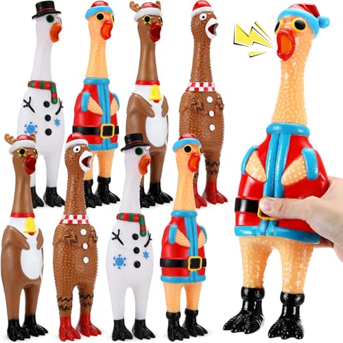 Suilung 8 Stück Silly Rubber Huhn schreiendes Huhn Hundespielzeug mit Quietscher, groß, quietschender Streich, Geräuschmacher für Party, Geschenk, Streich, Neuheit, Geschenke, Gummi-Hundespielzeug Suilung 8 Stück Silly Rubber Huhn schreiendes Huhn Hundespielzeug mit Quietscher, groß, quietschender Streich, Geräuschmacher für Party, Geschenk, Streich, Neuheit, Geschenke, Gummi-Hundespielzeug von Suilung