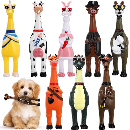 Suilung Hundespielzeug aus Gummi, Huhn, groß, quietschend, schreiend, Huhn, Gummi, Quietschgeräusch, Kauspielzeug für Haustiere (Tierstil), 8 Stück von Suilung