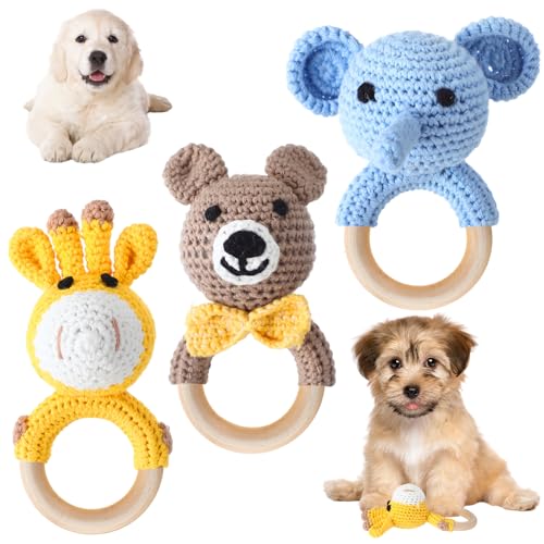 Suilung Kauspielzeug aus Holz, für mittelgroße und kleine Hunde, harmlos, handgewebt, niedlich, Kauspielzeug für Welpen, 3 Stück von Suilung