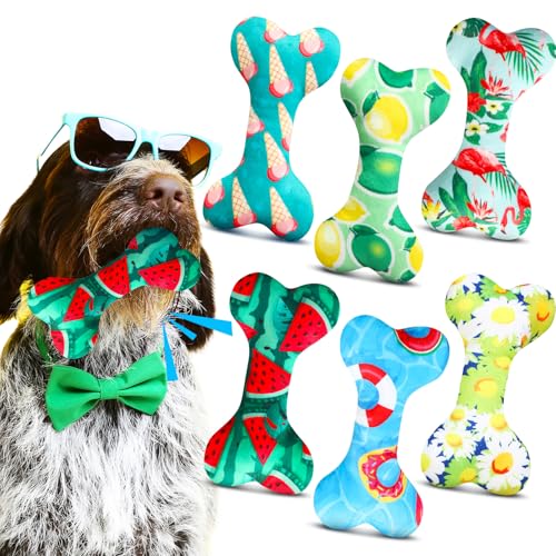 Suilung Kauspielzeug für Hunde im Sommer-Design, Knochen, quietschende Blumen, Früchte, Plüschtiere, weiche Baumwolle, gefüllt, lustig, Welpen, interaktives Zahnen, Kauspielzeug für kleine und Suilung Kauspielzeug für Hunde im Sommer-Design, Knochen, quietschende Blumen, Früchte, Plüschtiere, weiche Baumwolle, gefüllt, lustig, Welpen, interaktives Zahnen, Kauspielzeug für kleine und von Suilung