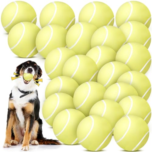 Suilung Quietschende Fußball-Hundebälle, weiches Latex-Gummi, quietschendes Hundespielzeug, niedliches Hundespielzeug für kleine, mittelgroße Welpen, interaktives Kauspielzeug (Tennis, 6,1 cm) von Suilung