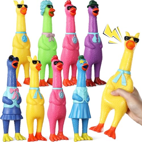 Suilung Schreiende Spielzeuge, groß, Gummi, Quietsch- und Schreiendes Huhn, Spaß und Unterhaltung, Spielzeug für Partygeschenke, Geschenktütenfüller, 6 verschiedene Stile, 8 Stück Suilung Schreiende Spielzeuge, groß, Gummi, Quietsch- und Schreiendes Huhn, Spaß und Unterhaltung, Spielzeug für Partygeschenke, Geschenktütenfüller, 6 verschiedene Stile, 8 Stück von Suilung
