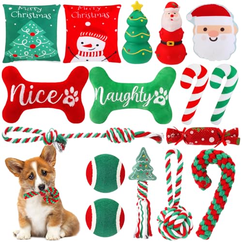 Suilung Weihnachts-Hundespielzeug, quietschendes Spielzeug, Kauspielzeug, quietschendes Plüsch-Hundespielzeug für kleine, mittelgroße und große Hunde, Haustiere, Welpen, Zahnen, Geschenk, 16 Stück Suilung Weihnachts-Hundespielzeug, quietschendes Spielzeug, Kauspielzeug, quietschendes Plüsch-Hundespielzeug für kleine, mittelgroße und große Hunde, Haustiere, Welpen, Zahnen, Geschenk, 16 Stück von Suilung
