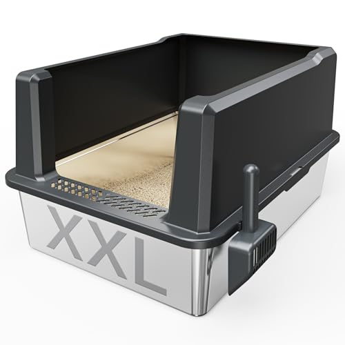 XXL-Katzentoilette aus Edelstahl, extra groß, 71,1 x 52,1 x 35,6 cm, Metall-Katzentoilette, hohe Seiten für große Katzen und mehrere Katzen, Jumbo-Katzentoilette mit Deckel, leicht zu reinigen, kein XXL-Katzentoilette aus Edelstahl, extra groß, 71,1 x 52,1 x 35,6 cm, Metall-Katzentoilette, hohe Seiten für große Katzen und mehrere Katzen, Jumbo-Katzentoilette mit Deckel, leicht zu reinigen, kein von Suitfeel