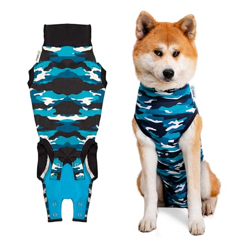 Suitical Recovery Suit Hund, XXL, Blau Camouflage von Suitical