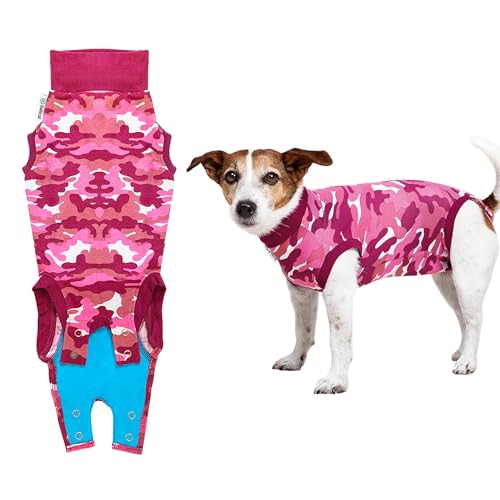 Suitical Recovery Suit Hund, XXXS, Rosa Camouflage von Suitical