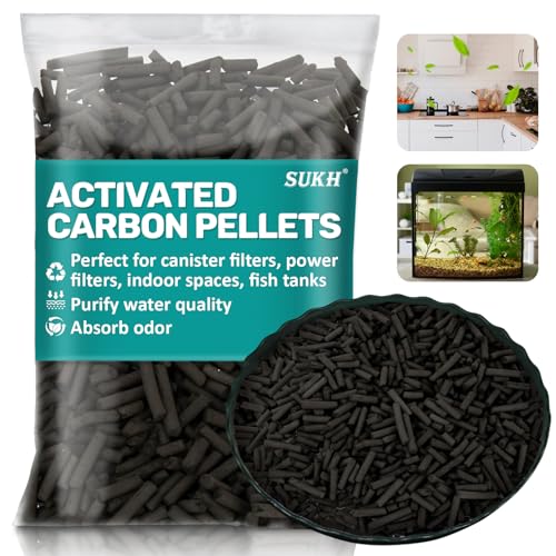 Sukh 310 g Aktivkohle-Pellets – Aktivkohle Bulk-Aktivkohle-Pellets für Aquarien, Aktivkohlefilter, Aktivkohlefilter, Aquariumfilter für Wasserkasten, Aquarien, Teich, Aquarium von Sukh