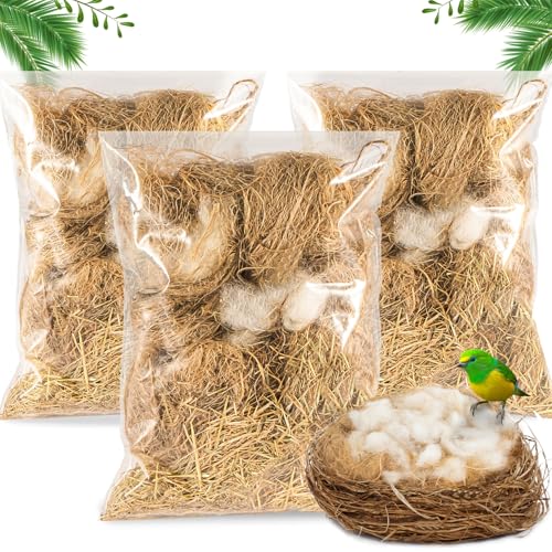 Sukh Vogelnistmaterial – Vogelnester, Einstreu, Kolibri-Nistmaterial, Mischmaterial, Kanarienvögel, Finken-Nistmaterial, Sittiche, Nistmaterialien für Käfig, Gärten, Baumstämme (120 g), 3 Stück von Sukh