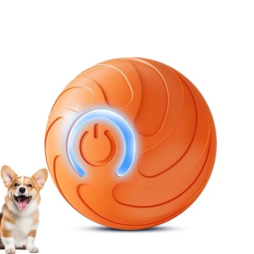 Interaktiver Hundeball für Welpen / kleine Hunde / Katzen, vibrierender, intelligenter selbstbewegender Ball mit LED-Licht, wiederaufladbares Katzenspielzeug für Indoor-Katzen, Hunde (Orange) von Sulobom