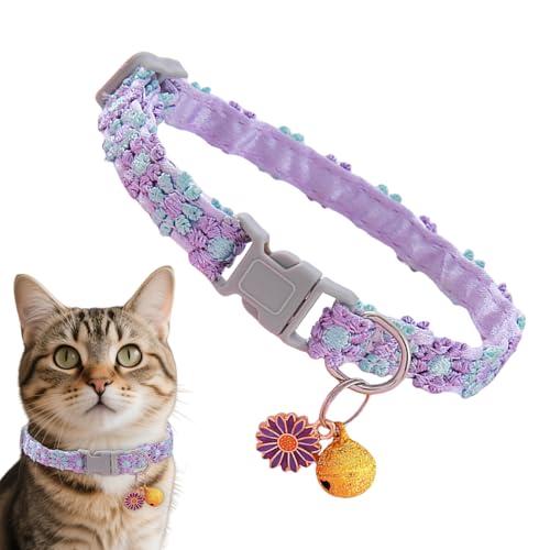 Katzenhalsband mit Glöckchen | Schnellverschluss Katzenhalsband mit Anhänger | Verstellbare Länge Haustier Charm mit Anhänger für mittelgroße große Tiere Hunde Welpen von Sulxyi