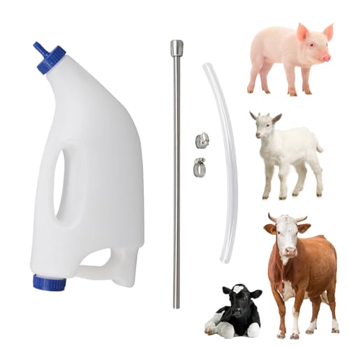 Röhren-Futterstation für Kalb – Schaf-Lamm-Füttertränker, 4 l, Kalbsmilchflasche, Bauernhoftier-Futterstation, medizinischer Milchtröcher mit flexiblem Schlauch für Ziegen, Lämmer, Welpen, Schafe Röhren-Futterstation für Kalb – Schaf-Lamm-Füttertränker, 4 l, Kalbsmilchflasche, Bauernhoftier-Futterstation, medizinischer Milchtröcher mit flexiblem Schlauch für Ziegen, Lämmer, Welpen, Schafe von Sulxyi