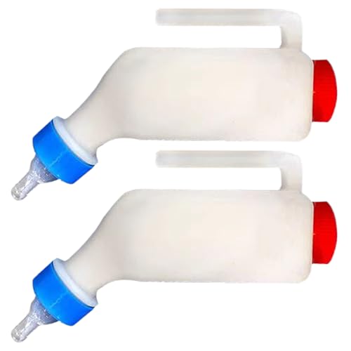 Ziegenflasche, Lamm-Futterflasche, Ziegenmilch-Futterstation, weicher Nippel imitiert natürlich, hängende Futterstation mit Skala und Griff (2 Stück), ideal für Schafe, Kalb, Welpe von Sulxyi