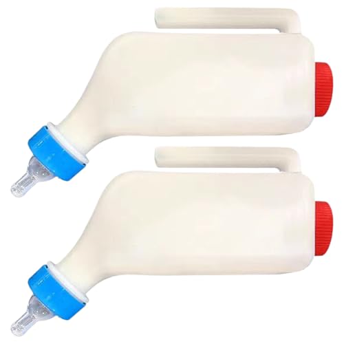 Ziegenflasche, Lamm-Futterflasche, Ziegenmilch-Futterstation, weicher Nippel imitiert natürlich, hängende Futterstation mit Skala und Griff (2 Stück), ideal für Schafe, Kalb, Welpe von Sulxyi