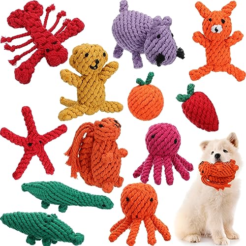 12 Stück Hunde-Seil-Spielzeug aus Baumwolle für aggressive Kauer, robustes Kauen, interaktives niedliches Hundespielzeug für kleine, mittelgroße und große Hunde, Haustiere, Welpen, Spielzeit, 12 Stile von Sumind