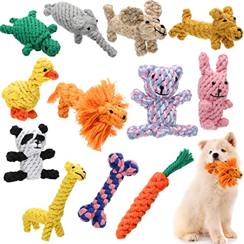 12 Stück Hundeseil-Spielzeug, Baumwollseil, Welpen-Kauspielzeug, niedliches Hundespielzeug, interaktives Hundespielzeug, Seilspielzeug für kleine, Zahnfleischreinigung, 12 Stile von Sumind