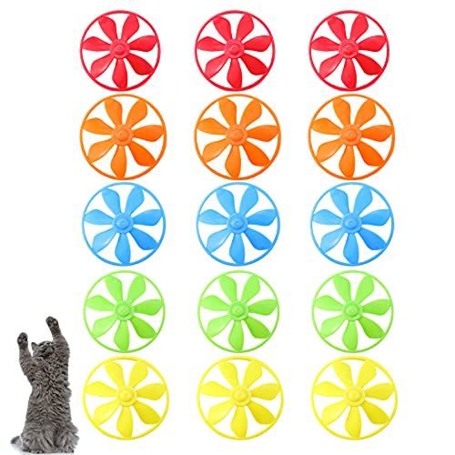 15 Stück Katzenspielzeug zum Apportieren, bunte Propeller, für interaktives Spielen, Training, Jagd, Jagd, Schlagen, 5 Farben von Sumind