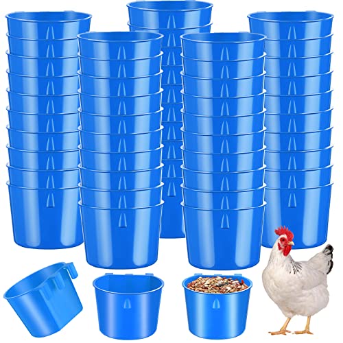 60 Stück Käfigbecher zum Aufhängen von Vögeln, Samenschale, 237 ml, Kunststoff, Hühner-Futterspender, Wassernapf, hängende Hühnerbewässerung, Hühnerfütterung, Bewässerungsschale für Wildtiere, von Sumind