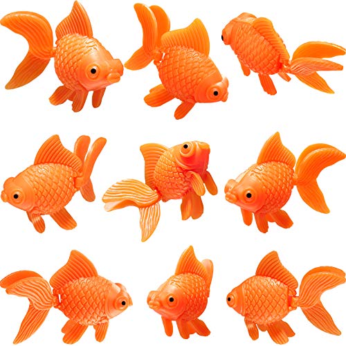 Sumind 15 Stück künstliche Aquarium-Fische aus Kunststoff, realistische künstliche bewegliche orangefarbene Goldfische als Dekoration für Aquarien von Sumind