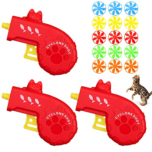 Sumind 18 Stück Katzen-Apportier-Tracking, interaktives Spielzeug mit 5 Farben, fliegende Propeller für Innenbereich, PET, Katzen, Kätzchen, Training, Jagen (rot, Katze) von Sumind