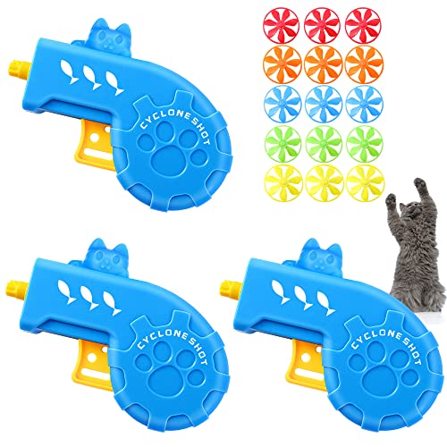 Sumind 18 Stück Katzen-Apportierverfolgung, interaktives Spielzeug mit fliegenden Propellern in 5 Farben für den Innenbereich von Haustieren, Katzen, Kätzchen-Training, Jagd (blaues von Sumind