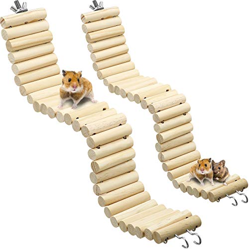 Sumind Holz Haustier Leiter Brücke 2 Stück Weiches Tier Brücken Spielzeug Biegbares Käfig Lebensraum Spielzeug für Hamstermaus Streifenhörnchen und Andere Kleintiere (Holz Farbe) von Sumind