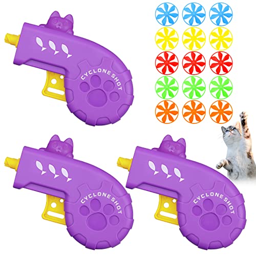 Sumind Interaktives Spielzeug zum Apportieren von Katzen, mit 5 Farben, fliegende Propeller für den Innenbereich, Haustier, Katzen-Training, Jagd (lila, Katze), 18 Stück von Sumind