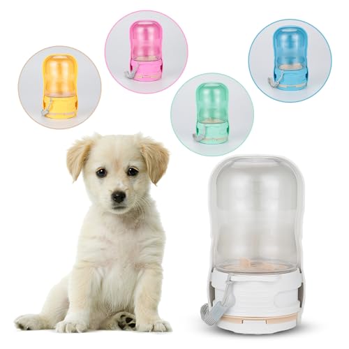 SunDog Hunde-Wasserflasche, faltbar, leicht, auslaufsicher, Reise-Wasserspender für kleine Hunde, für unterwegs für Spaziergänge und Wandern, 340 ml, Ein-Knopf-Bedienung (weiß) von SunDog