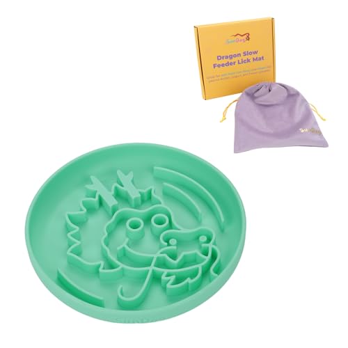SunDog Year of Drache Slow Feeder Bowl - Silikon-Puzzle-Schüssel & Leckmatte mit Saugnapf für Hund & Katze, Langsames Fressen, Langeweile reduzierend, Hundeleckerlimatte perfekt zum Verschenken - von SunDog