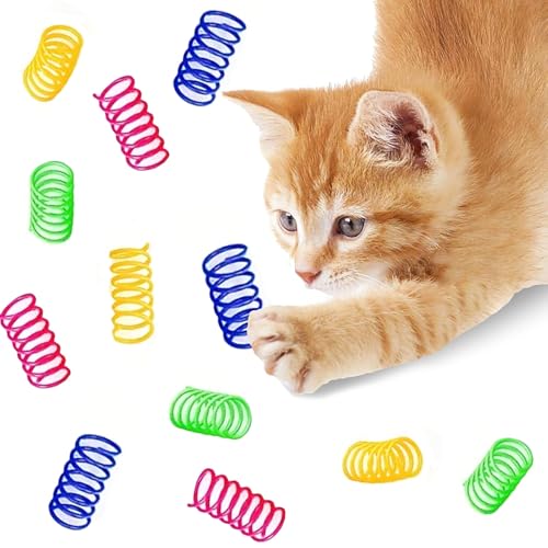 SunGrow Katzenspulfedern, Katzenunterhaltung für Innenkätzchen, gewebtes buntes Drahtrohr, schwerer Kunststoff, interaktive Spirale für Haustiere, Aktivitätswerkzeug, Katzenbedarf und Zubehör, 12 von SunGrow
