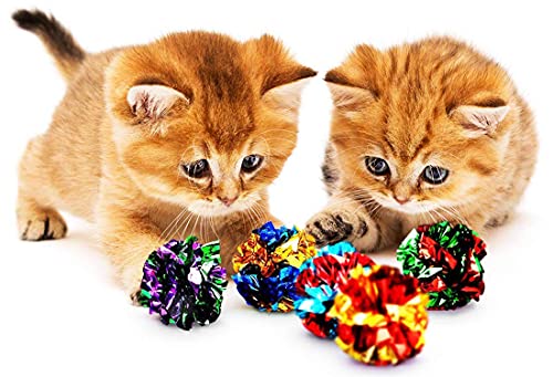 SunGrow Mylar Crinkle Balls for Cats, 1.5-2 Inches, Shiny and Stress Buster Toy, Lightweight and Suitable for Multiple Cat... von SunGrow