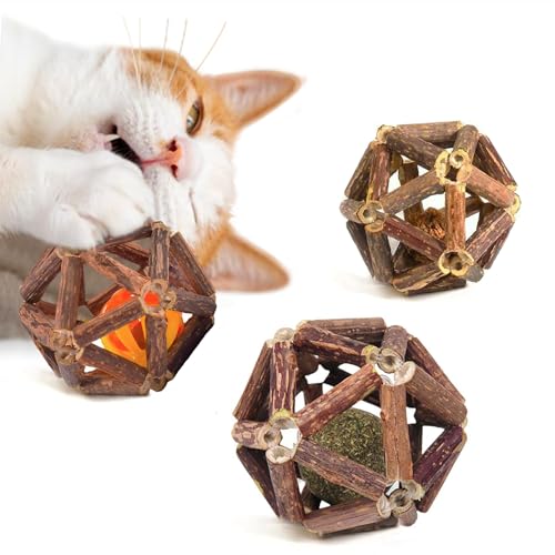 SunGrow Silverine Bälle für Katzen, ansprechende und interaktive Haustieranreicherung, Gallenfrucht, Katzenminze, Glockenball, Cool Pal Katzenspielzeug, Weihnachtsstrumpffüller, Braun, 6,3 cm SunGrow Silverine Bälle für Katzen, ansprechende und interaktive Haustieranreicherung, Gallenfrucht, Katzenminze, Glockenball, Cool Pal Katzenspielzeug, Weihnachtsstrumpffüller, Braun, 6,3 cm von SunGrow