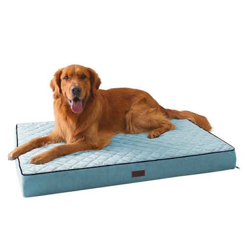 SunStyle Home Orthopädisches Hundebett für XL-Hunde, mit Schaumstoff-Unterstützung, rutschfeste Unterseite und abnehmbarer, waschbarer Bezug, Matratze, Haustiermatte, Bett (verwaschenes Blau) von SunStyle Home