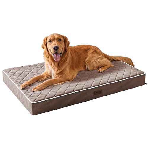 SunStyle Home Orthopädisches Hundebett für XL-Hunde, mit Schaumstoff-Unterstützung, rutschfeste Unterseite und abnehmbarer, waschbarer Bezug, Matratze, Haustiermatte-Bett (Braun) von SunStyle Home