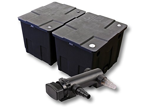 SunSun Komplettset: CBF-350B Teichfilter bis 60000 L Teichfilteranlage als Durchlauffilter, CUV-318 Teichklärer UVC Klärer mit 18 Watt UV-C Leistung von SunSun