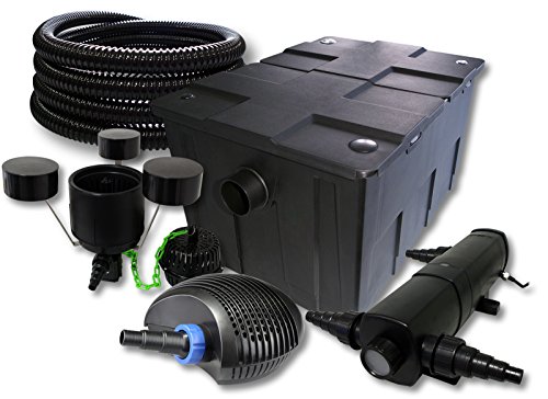 SunSun Komplettset: CBF-550 Teichfilter bis 60000 L Teichfilteranlage Durchlauffilter, CTF-6000 Teichpumpe 6000l/h 40W, CUV-236 Teichklärer 36W, 25m Teichschlauch 25 mm, CSP-250 Skimmer 2500l/h 45W von SunSun