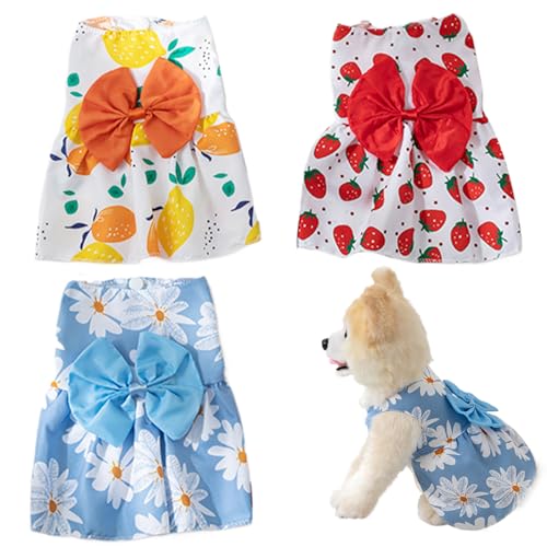 3-teiliges Welpenkostüm für kleine Hunde, Mädchen, süße Schleife, weibliches kleines Haustiergeschirr, Kleid, atmungsaktiv, für den Sommer, ärmellos, Hundeprinzessinnenkleid für Ka 3-teiliges Welpenkostüm für kleine Hunde, Mädchen, süße Schleife, weibliches kleines Haustiergeschirr, Kleid, atmungsaktiv, für den Sommer, ärmellos, Hundeprinzessinnenkleid für Ka von SunaOmni