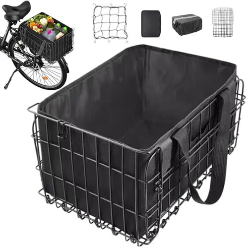 Fahrradkorb hinten, 15 x 11 x 8 Zoll, Faltbarer Fahrradkorb hinten mit Reflektorplatte, Innentasche, wasserdichter Abdeckung, Gepäcknetz und Box zum Transport von Haustieren, f Fahrradkorb hinten, 15 x 11 x 8 Zoll, Faltbarer Fahrradkorb hinten mit Reflektorplatte, Innentasche, wasserdichter Abdeckung, Gepäcknetz und Box zum Transport von Haustieren, f von SunaOmni