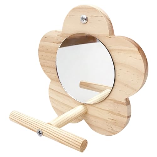 Vogelspiegel für den Käfig, 15, 2 cm großes Vogelkäfigspielzeug in Blumenform mit Holzstange für Nymphensittiche, Sittiche, Finken, Unzertrennliche, Kanarienvögel, Graupapageien, Aras, Vogelspiege von SunaOmni
