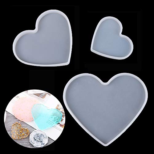 3-teiliges Liebesherz-Harzformen, Wolkenform, Epoxidharz-Formen, transparent, flexibel, Silikonformen-Set für die Herstellung von Untersetzern, Schüsselmatte, Dekoration (Herz) von Sunature