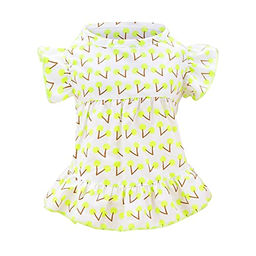 Sundaylike life Haustierkleider Frühling und Sommer Haustierkleidung Frühling Niedlicher Haustierbedarf Baumwollkleider Dünner Rock Kleiner Hund Outfits Mädchen (Green, M) von Sundaylike life