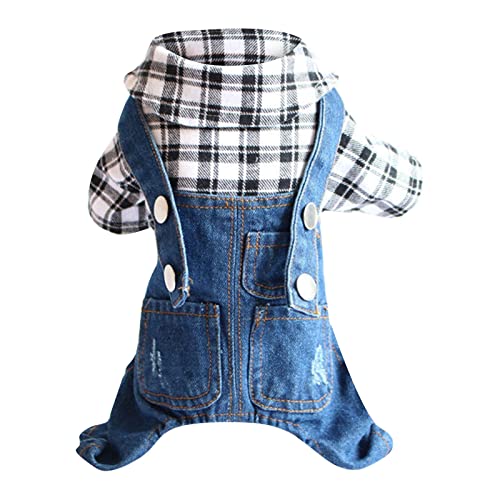 Hund Denim Weste Jacke Haustier Katze Plaid T-Shirt Hundejacke Hundekleidung Hundemantel Kleidung für Kleine Mittelgroße Hunde Welpen Jacke Hund Sweatshirt für Frühling Sommer (XXL, Blau) von Sundaylikelife