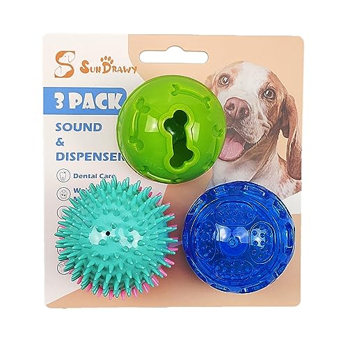 Sundrawy Hundespielzeuge Quietschspielzeug für Kleinhund Interaktives Plüschspielzeug Bälle Seile Kauspielzeug Welpenspielzeug Kit (Bälle) von Sundrawy