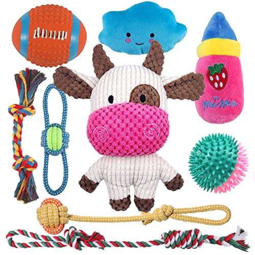 Sundrawy Kleine Hundespielzeuge Quietschen Ausgestopftes Plüsch Kuscheliges Welpenspielzeug Interaktive Spielbälle Schleppseile zum Kauen und Zahnen Auswahl an von Sundrawy