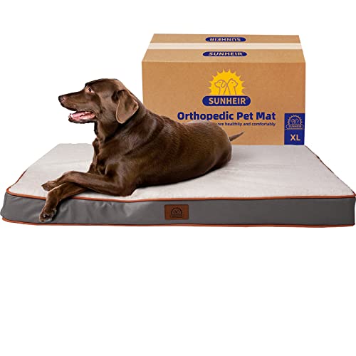 Sunheir Extra großes orthopädisches Hundebett, großes Hundebett mit abnehmbarem, wasserdichtem Bezug und maschinenwaschbarem Hundebett, Schaumstoff-Haustierbettmatte, Größe XL (104 x 68 x 7 cm), von Sunheir