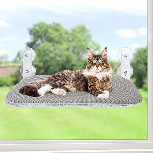 Katzen-Fenstersitzstange, Hängematte, schnurloser Sitz, Fensterbank, Bett, faltbare Liege, Kätzchen-Regal mit starkem Saugnapf für Innenräume, Katzen, Kaninchen, langlebig, wendbar, 52,1 x 30 cm, hält Katzen-Fenstersitzstange, Hängematte, schnurloser Sitz, Fensterbank, Bett, faltbare Liege, Kätzchen-Regal mit starkem Saugnapf für Innenräume, Katzen, Kaninchen, langlebig, wendbar, 52,1 x 30 cm, hält von Sunhoo